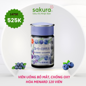 Viên uống chống oxy hóa, bổ mắt Blueberry Menard Astaxanthin 40 ngày (120 viên) 5 7 1