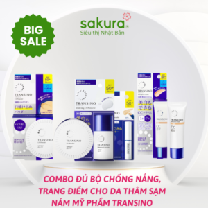Combo Đủ Bộ Chống Nắng, Trang Điểm Cho Da Thâm Sạm Nám Mỹ Phẩm Transino Nhật Bản 5 transino da 1 2